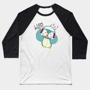 Owl Headphone Music Love Baseball T-Shirt